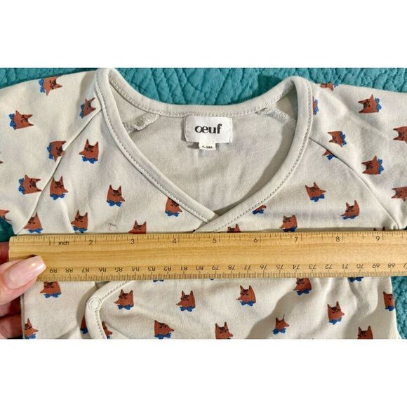 Oeuf Abstract Fox Kimono Wrap Short Sleeve Baby 100% Pima Cotton Romper 6-9 Mons - Picture 6 of 6